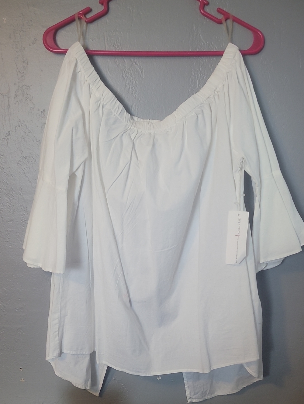 Live 4 Truth White Off-Shoulder Bell Sleeve Blouse